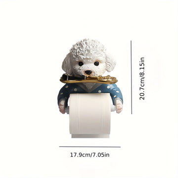 1pc Adorable Soporte de Papel Higiénico de Resina Perro, Soporte de Tejido Autoadhesivo Montado en la Pared, Accesorio de Baño con Acabado de Laca, Perfecto para Otoño, Halloween, Regalos de Navidad