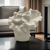 Jarrón Cerámico Bohemio Floral - Jarrón Decorativo en Forma de Campana Blanco para Sala, Dormitorio u Oficina - Decoración Elegante sin Baterías