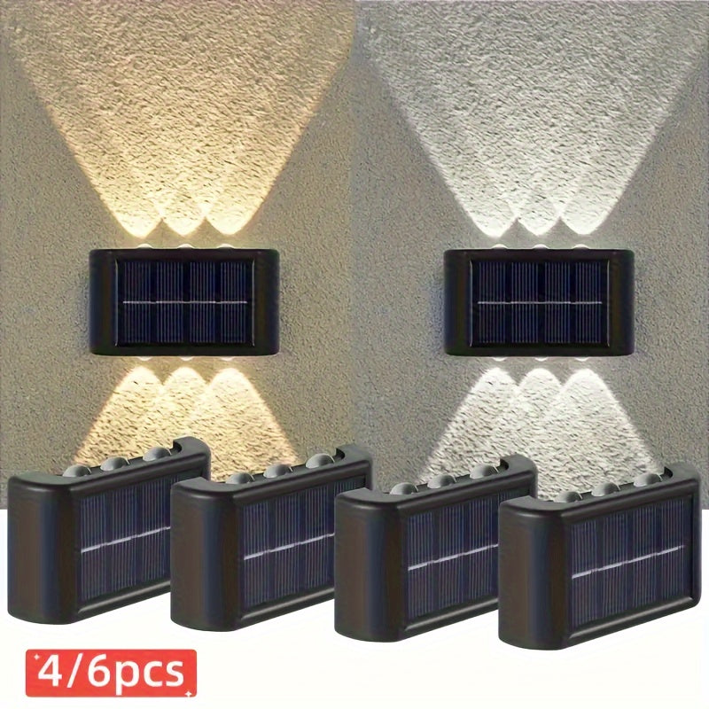 4/6 piezas de luces LED solares para pared, 6LED luces paisajísticas para exteriores, cubiertas de lámpara plástico energéticamente eficientes, capacidad de batería de 60mAh, decoración de pared para jardín y patio, cargado solar, batería de níquel, sin