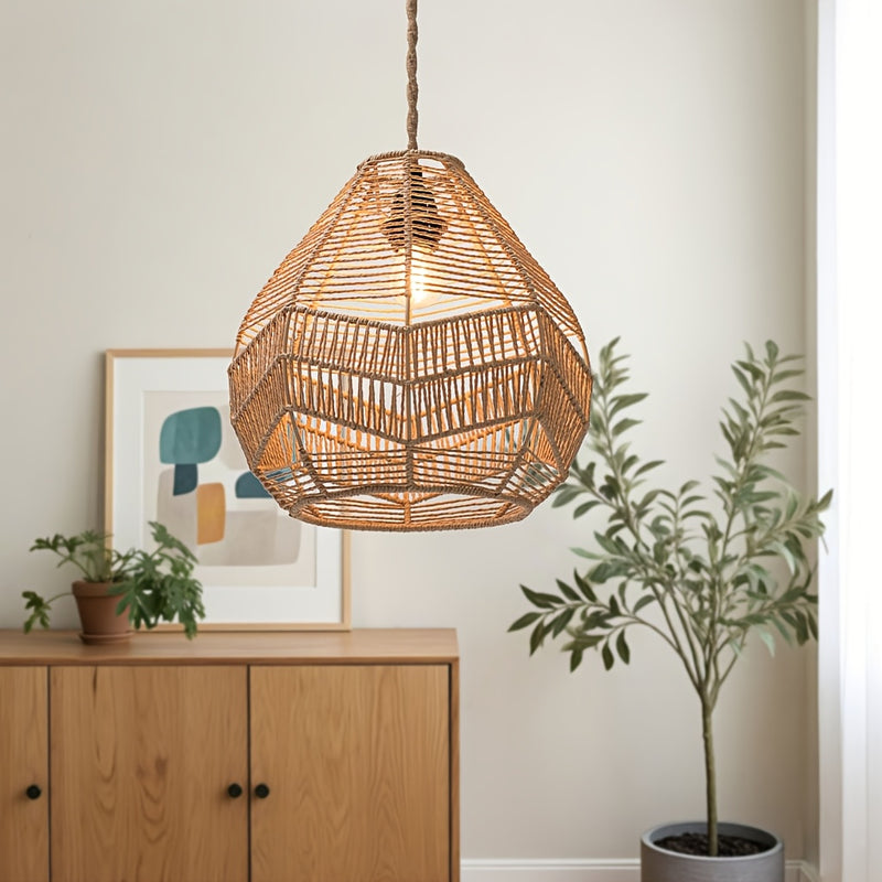 Lámparas de techo modernas para interiores con sombreros de cuerda de papel tejido a mano - Decoración de hogar sin bombilla incluida, decoración creativa para sala de estar o oficina, iluminación de sala de estar | Iluminación artesanal | Sombreros deco