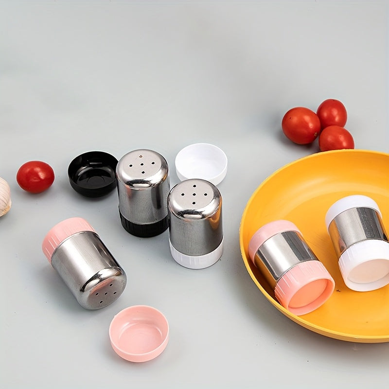 Juego de 2 Botellas para Condimentos de Acero Inoxidable con Rallador Compacto para Accesorios de Freidora y Barbacoa al Aire Libre, Cama Agitadora para Especias con Tapa Vertedera