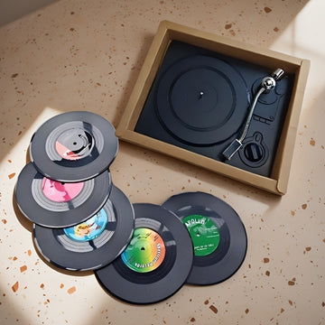 7 posavasos retro de vinilo, posavasos para café y comidas, antideslizantes y aislantes de calor, decoración de pared con discos, manteles para mesa de CD retro, accesorios creativos para el hogar
