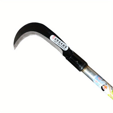 Cuchilla de hierro de manganeso de largo mango - Una herramienta agrícola multifuncional para exteriores con hoja curva extendida, adecuada para cortar césped, rastrillar y podar arbustos - Construcción metálica resistente, equipo de jardinería y patio e