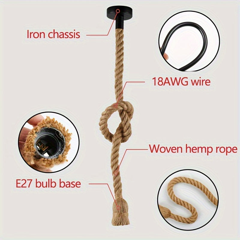 1 lámpara colgante de estilo tropical rústico tejida a mano, base E27, para comedor, barra de cocina o mesa de isla, iluminación de dormitorio (sin bombilla)