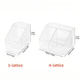 Caja de almacenamiento de cosméticos de 3/4 compartimentos de acrílico transparente, organizador de escritorio, estantería de almacenamiento portátil dividida