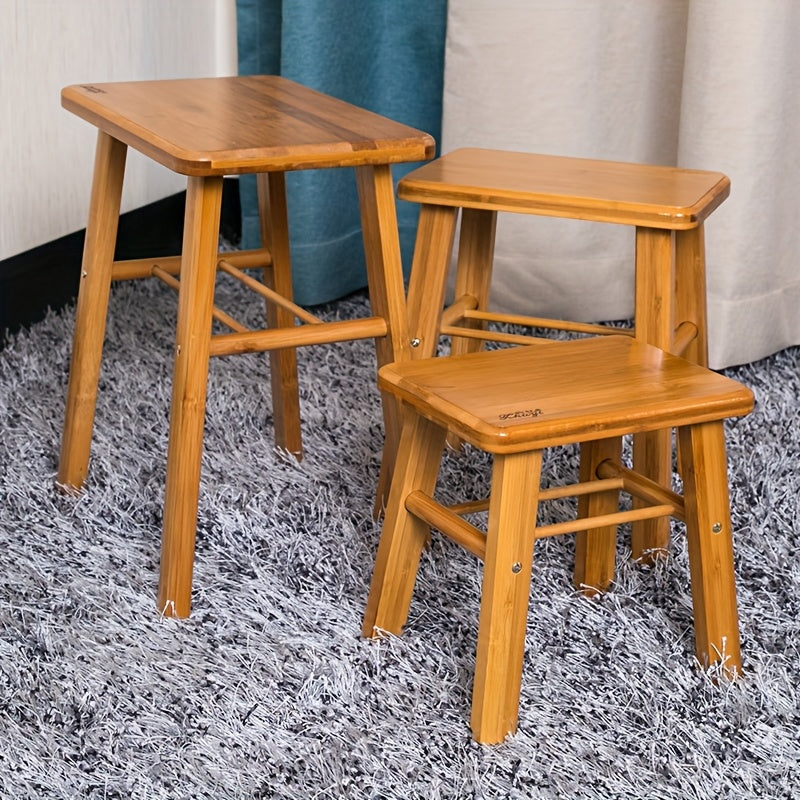 Taburete de Almacenamiento de Bambú Versátil - Antideslizante, Multiusos para Ducha, Ordeño y Cambio de Zapatos - Perfecto para Adultos y Jóvenes - Ideal para el Hogar, Sala de Estar, Dormitorio, Mini Planta, Escalón Rectangular, Asiento de Tocador