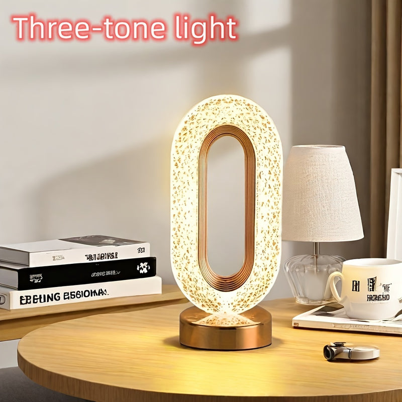 Linterna de Mesa Moderna Regulable con Ambiente Geométrico de Cristal - Luz Nocturna Recargable a Pilas para Dormitorio, Sala de Estar, Acabado Duradero en Plástico y Metal, Iluminación Cálida Ambiental, Lámpara de Mesa Contemporánea, Control Táctil, Dec