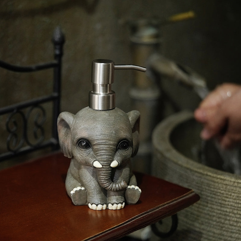 Dispensador de Jabón de Elefante Europeo Vintage - Botella de Loción de Resina Gótica para Baño, Sin PVC, No Necesita Energía
