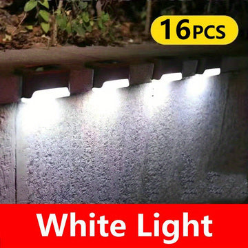 Paquete de 8/16 Luces Solares para Escaleras Exteriores, Iluminación LED para Pasos en Balcón, Patio y Jardín, Decoraciones para Senderos, Eficientes Energéticamente y Fáciles de Instalar, Sin Necesidad de Cableado