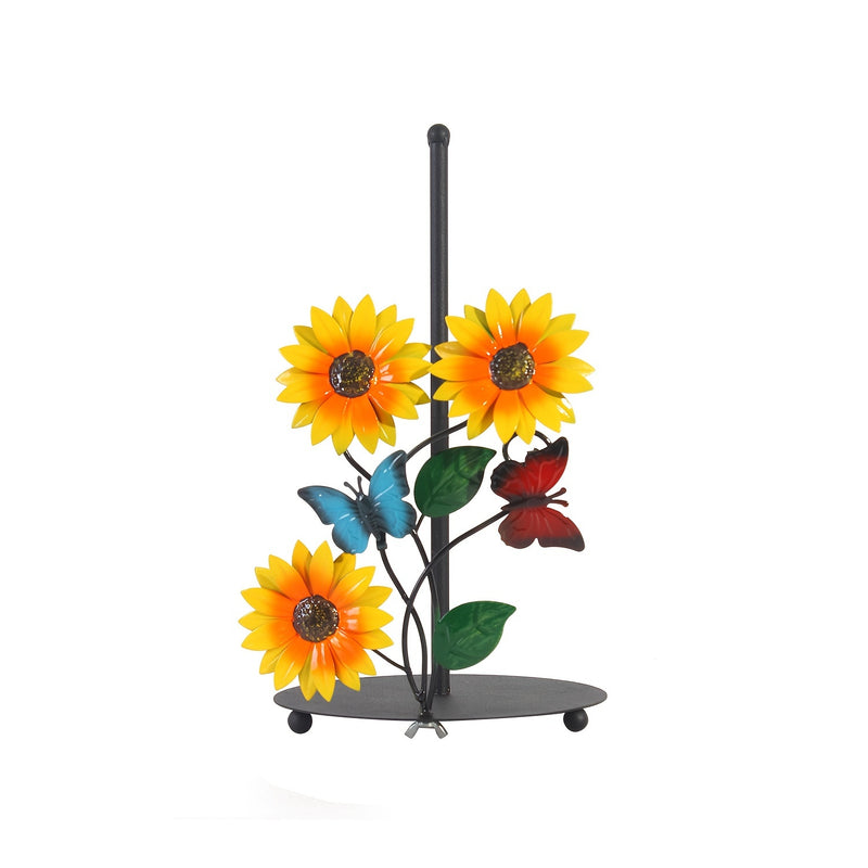 Soporte de toallas de papel con diseño de girasol, base decorativa para pañuelos con detalles de mariposas para cocina y baño - 1 unidad
