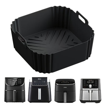 1/2 piezas de Revestimiento de Silicona para Freidora de Aire de 22.35 cm, Adecuado para Freidoras de 5.5 a 7 QT, Olla de Silicona Resistente al Calor y Fácil de Limpiar, Accesorios para Freidora de Aire