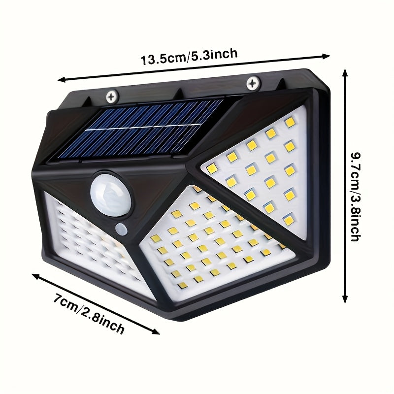 100 Luces de Seguridad LED Solares para Exteriores con Encendido/Apagado Automático - Impermeables IPX4, Cobertura Amplia 270°, Bombillas LED Energeticamente Eficientes y Batería de Litio - Para Entrada, Garaje, Patio, Jardín, Camino - Fácil Instalación