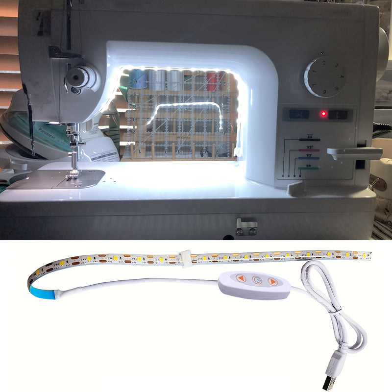 Una luz flexible para máquina de coser de 30 cm/50 cm (con brillo ajustable), tira de luz LED para coser, alimentada por USB de 5 V CC, adecuada para todas las máquinas de coser.