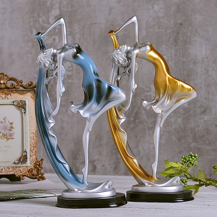 Estatua de Bailarina de Ballet 1 pieza - Escultura de Resina Hecha a Mano con Posición Compleja de Bailarina, Decoración para Interiores/Exteriores en Sala de Estar, Dormitorio, Oficina, Estante, Escritorio - Pieza Central Elegante