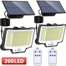1pc/2pcs Luz de Punto Solar Externa con Panel Separado, 200 LED Super Brillante, Sensor de Movimiento, Luz de Pared de Jardín con Energía Solar, 3 Modos de Funcionamiento, Iluminación de Anochecer a Amanecer para Jardín, Patio, Patio Trasero. Farola, Lám