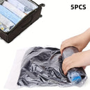 5pcs Bolsas de Almacenamiento al Vacío Enrolladas a Mano - Ahorra Espacio, No Necesita Bomba - Ideales para Viajes y Organización del Hogar, con Cremallera, Multiusos, Bolsas de Plástico Rectangulares para Ropa, Libros y Más