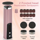 XFF Conjunto de herramientas de exfoliación de pies rosas y púrpuras nuevas, máquina de pedicura de velocidad ajustable con discos de papel de lija, adecuada para hombres y mujeres para exfoliarse en casa o en salones de belleza - Portátil y de remoción