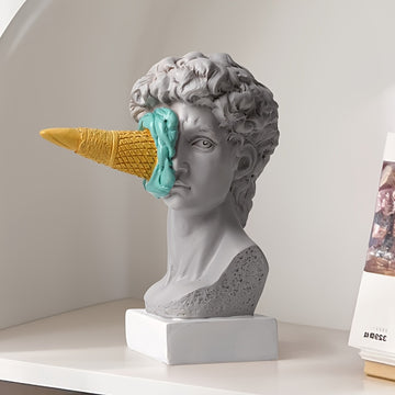 Escultura de David de resina con cono de helado, figura decorativa europea moderna para varios tipos de habitaciones, uso en interiores y exteriores, decoración sin electricidad - 1 pieza