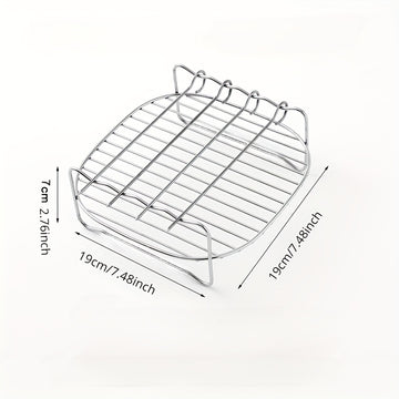 Accesorios para rejilla de freidora de aire Parrilla Filtro de aceite Rejilla de doble capa Rejilla para brochetas de barbacoa Parrilla de cocina de acero inoxidable Eid Al-Adha Mubarak