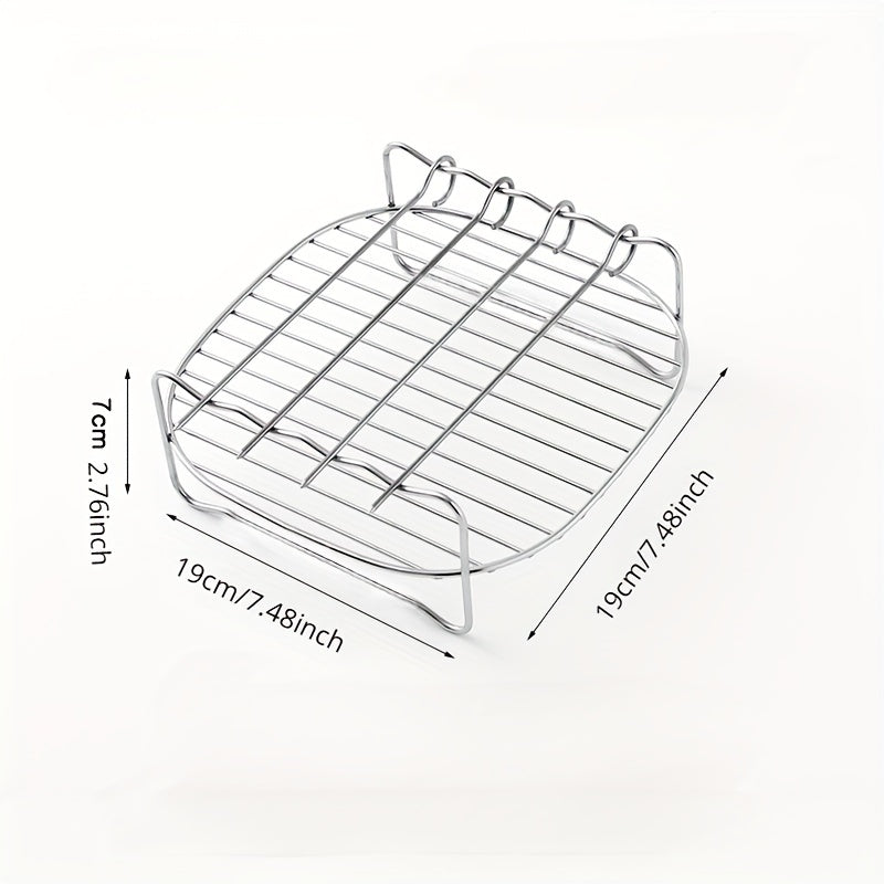Accesorios para rejilla de freidora de aire Parrilla Filtro de aceite Rejilla de doble capa Rejilla para brochetas de barbacoa Parrilla de cocina de acero inoxidable Eid Al-Adha Mubarak