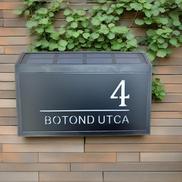 Placa de Dirección Solar para Exteriores - Letrero Personalizado con Encendido/Apagado Automático (Amanecer/Crepúsculo), Cargador Solar y Batería de Respaldo, Diseño Moderno en /Neón Brillante - Placa Numérica para Puertas Residenciales/Comerciales, Visi