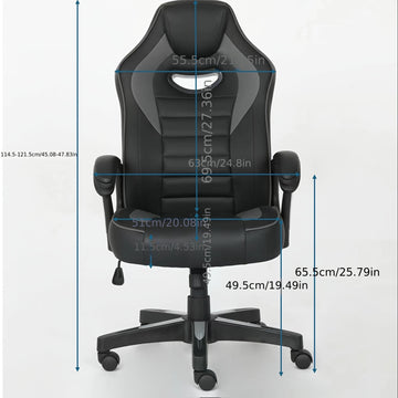 Silla de Juego Ergonómica con Acabado de Cuero Sintético - Silla de Oficina Estilo Carrera Ajustable con Soporte Lumbar y Apoyabrazos, Perfecta para Uso en Casa o Oficina
