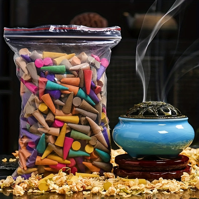 61pcs Conos de Aroma Coloridos para el Hogar - Jazmín, Rosa, Menta, Sándalo - Colores Vibrantes para Relajación y Ambientador, Accesorios de Meditación | Decoraciones Energizadoras | Adornos Fragancia