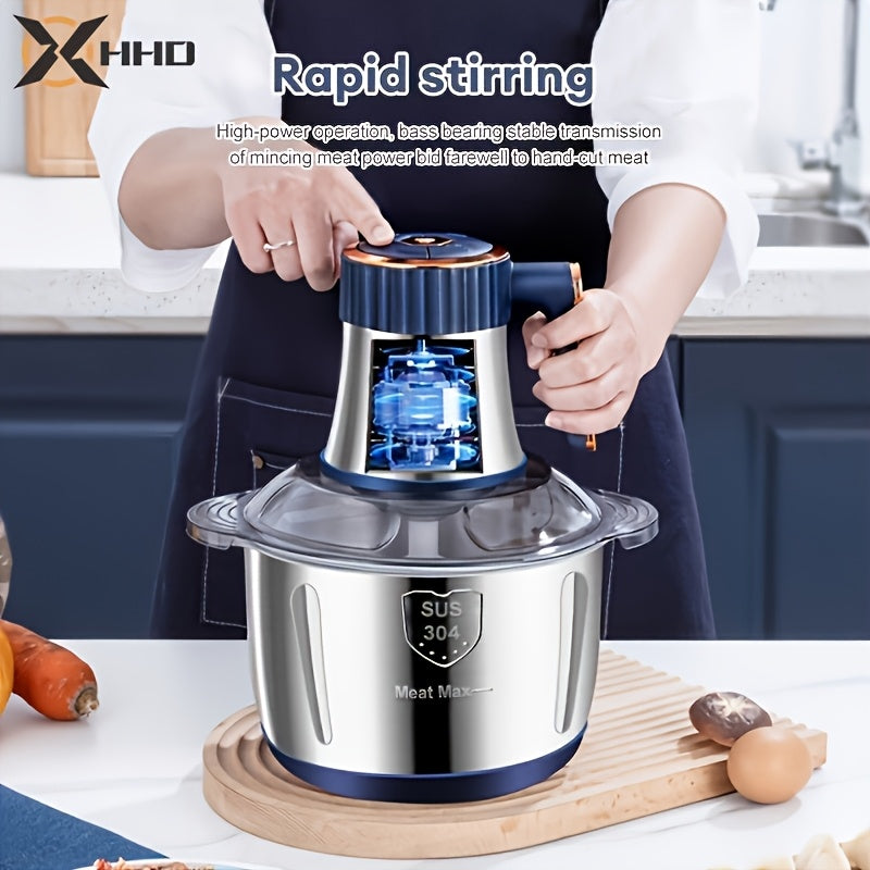 Picadora de Carne Eléctrica, Procesador de Alimentos 2L/3L/5L Acero Inoxidable y Máquina para Fideos, Usada para Picar Carne, Verduras, Frutas y Nueces, 5L con 6 Cuchillas Afiladas, 3L/2L con 4 Cuchillas, 500W, Enchufe Americano