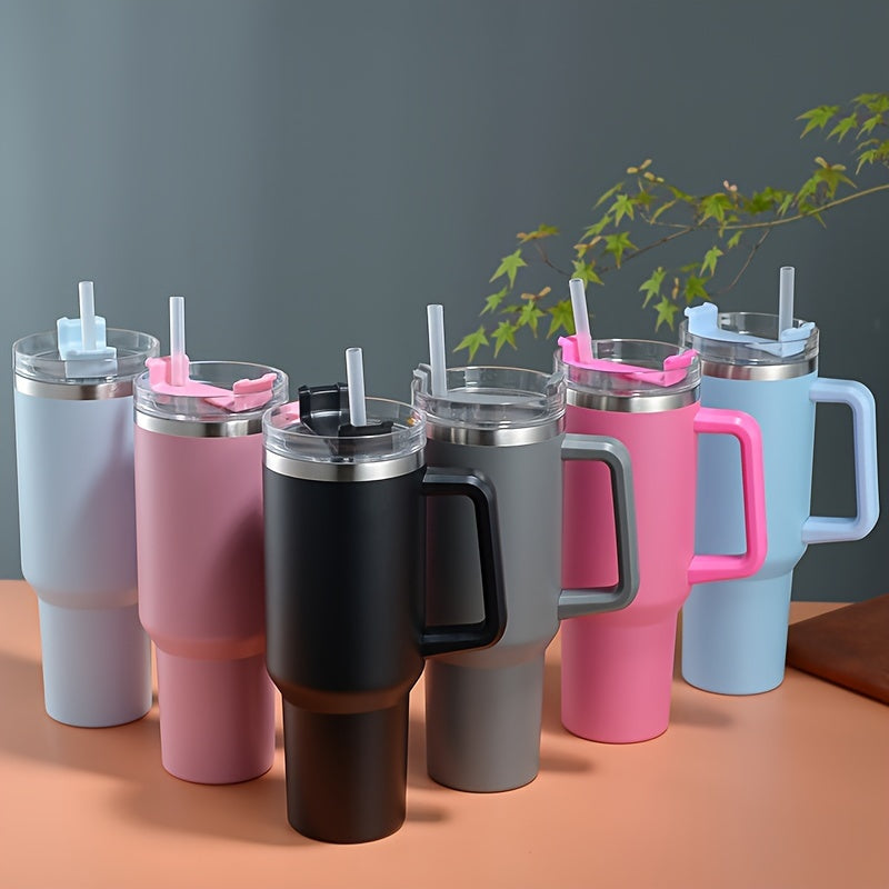 Botella de Agua Aislada de Acero Inoxidable con Pajita y Asa - Gran Capacidad, Taza Deportiva a Prueba de Fugas para Fitness, Viajes y Oficina - Regalo Perfecto para Vacaciones, Botella de Agua Deportiva