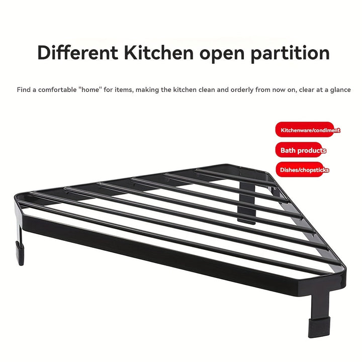 1 pieza de Estante Ajustable Negro para Esquina de Cocina en Forma de Triángulo - Soporte Resistente al Calor para Ollas, Secado de Platos y Estantería de Almacenamiento para Estufa o Pared, Organizador que Ahorra Espacio (22cm x 30cm), Electrodomésticos