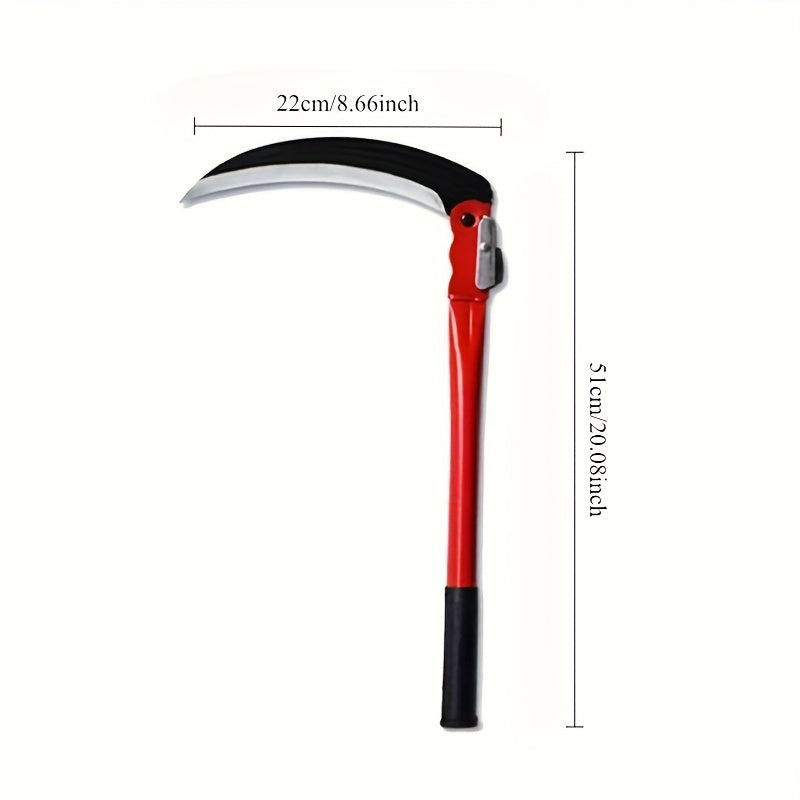 Machete Plegable de Acero Manganeso para Trabajo Pesado - Herramienta de Jardín Manual con Mango Largo y Agarre Ergonómico, Diseño Portátil Plegable para Deshierbe, Corte de Césped, Leña y Camping al Aire Libre