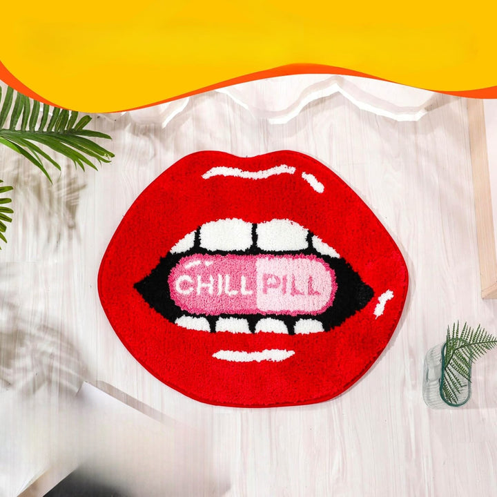 Alfombra de baño de labios rosados suaves - Suave, absorbente, alfombra de suelo antideslizante para baño y dormitorio, revestimiento de poliéster, fácil de limpiar, alfombra de baño | Diseño juguetón | Alfombra absorbente
