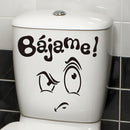 1pc Diversión Cartoon Anime PVC Decal de Tapa de Inodoro - "Bájame" Cita en Español, Acabado Brillante, Adhesivo Reutilizable de Plástico para Decoración de Tanque de Baño