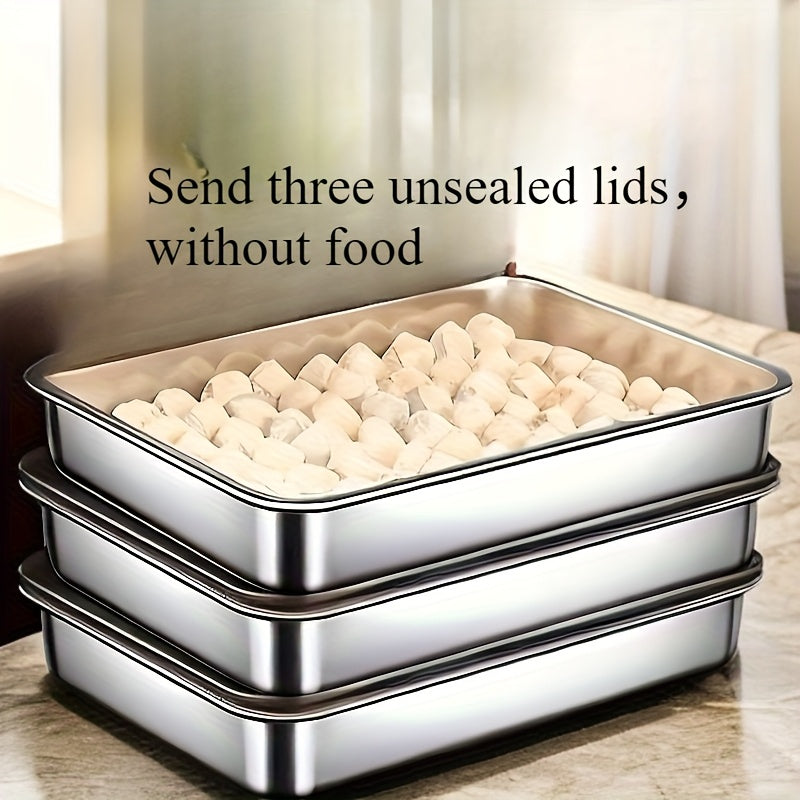 3 piezas de bandejas de hornear de acero inoxidable grande con tapas - Rectangulares, fáciles de limpiar, antiadherentes, ideales para asar verduras, carnes y más - Perfectas para uso en casa y en restaurantes, bandeja de hornear