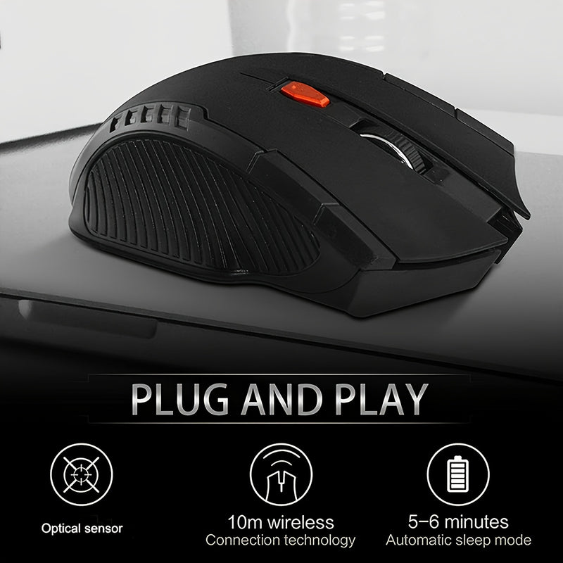 Ratón sin varillas Ergonómico de 2.4GHz para Juegos/Oficina, Ratón Portátil con Rueda de Desplazamiento Metálica, Sin Cable, Receptor USB, Plug & Play, para Computadora Portátil/Escritorio (Batería No Incluida)