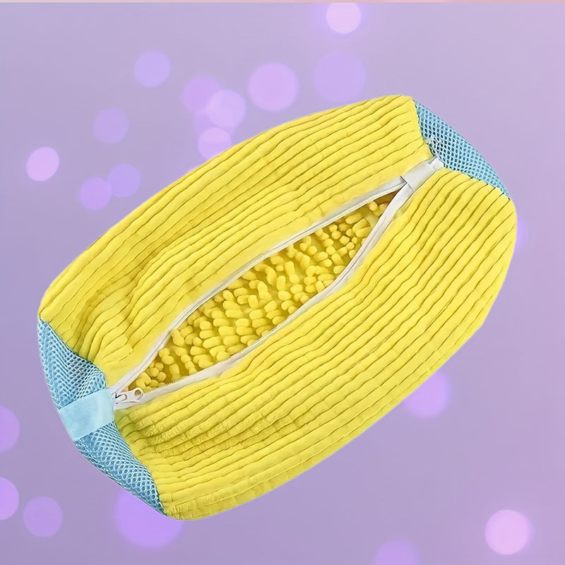 Bolsa de Lavado Resistente para Zapatos con Malla Reforzada y Cierre Seguro - Gris-Amarillo, Ideal para Zapatillas, Joyería, Ropa Delicada - Apta para Lavadora y Secadora, Diseño Portátil, Poliéster Duradero, Uso en Casa o Viaje