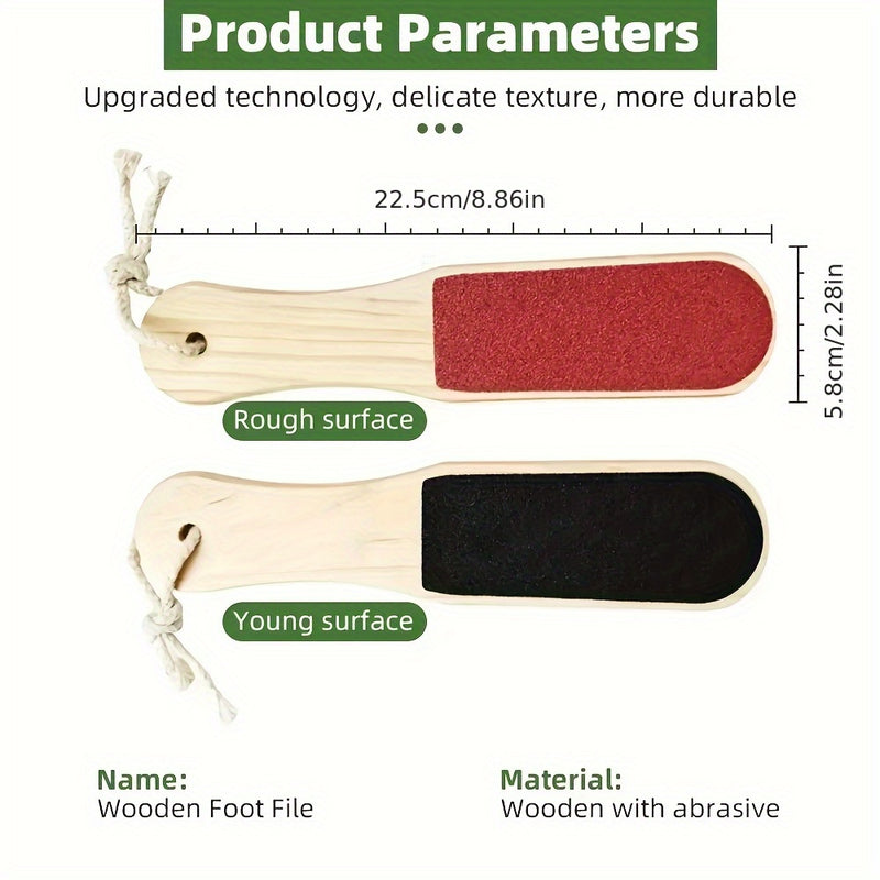 Limpiador de Pies Doble Cara con Mango de Madera, Herramienta para Pedicura, Eliminador de Callosidades y Papel de Lija Beige Claro, Cuidado de los Pies