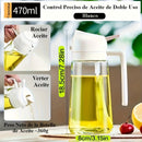 1pc Dispensador y Pulverizador de Aceite de Vidrio 2 en 1, 16oz/470ml, Forma Redonda, Libre de PVC, Lavable a Máquina, para Cocinar, Freidora de Aire, BBQ, Ensalada - Negro, Pulverizador de Aceite de Cocina | Botella de Vidrio Redonda | Mango de Agarre F