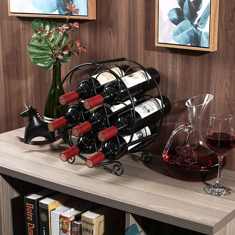 Soporte para Vino de Hierro al Estilo Europeo Elegante - Soporte Decorativo de Mesa para Múltiples Botellas, Diseño Metálico Resistente para Decoración del Hogar y Almacenamiento de Vinos