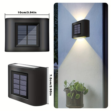 4pcs Luces de Pared de Jardín con Energía Solar de 6LED - Luz Cálida y Blanca, Perfectas para Patios Exteriores, Céspedes, Cercas, Caminos y Decoración de Fiestas