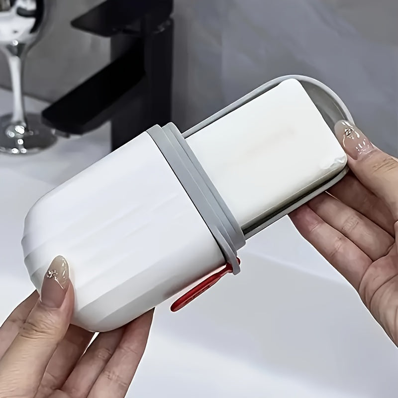 Jabonera Ovalada Premium con Tapa y Asa - Soporte de Plástico Duradero y a Prueba de Fugas para el Hogar, Residencias Universitarias y Viajes