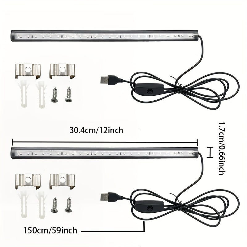 1pc/2 USB 10W 12 pulgadas Barra de luz LED negra para dormitorio, póster de pintura fluorescente, fiesta que brilla en la oscuridad.