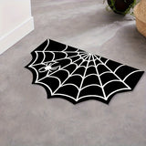 Alfombra de baño con diseño de telaraña en blanco y negro para Halloween, 1 unidad - Absorbente, secado rápido, respaldo de PVC, lavable a máquina, perfecta para decoración de Halloween, resistente a la suciedad, patrón de telaraña