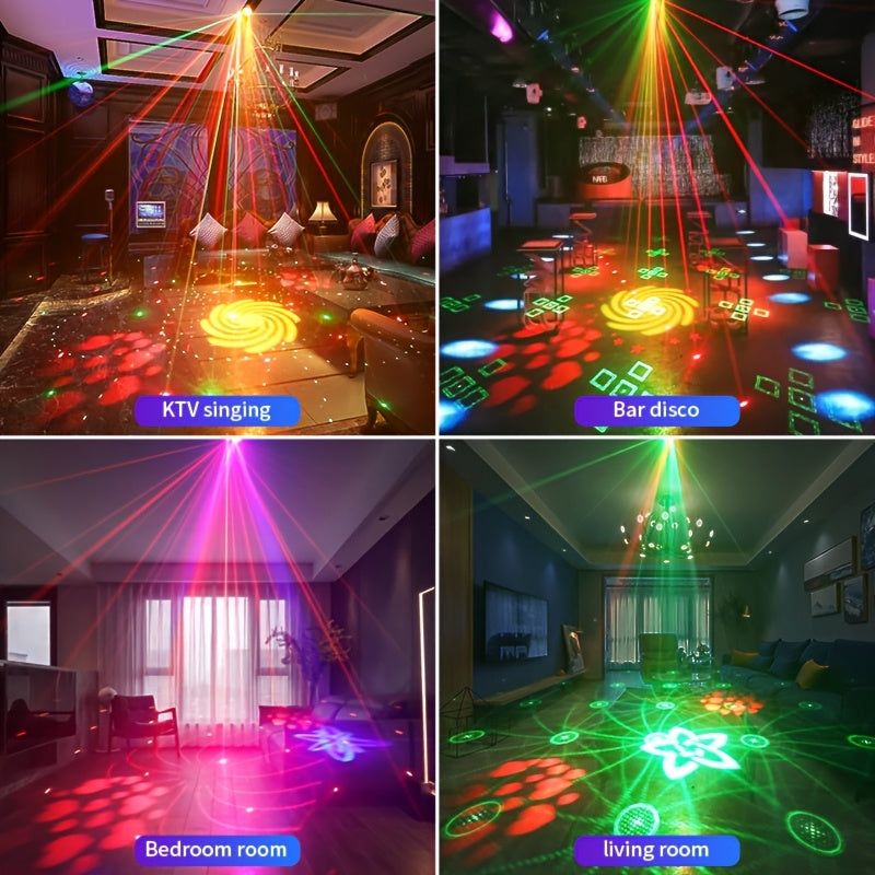 Luz LED 3 en 1 USB con patrón activado por sonido RGB, luz parpadeante, metal negro, USB portátil y práctica, adecuada para bodas, día de San Valentín, fondo de escena, luz de proyección para fiestas, bares, discotecas, cumpleaños, Navidad, clubes, gimna