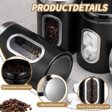 Juegos de Recipientes para la Cocina, Set de 3 Piezas para Almacenar Azúcar, Harina y Té en Acero Inoxidable con Ventana Transparente para Organizar el Mostrador