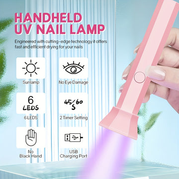 Lámpara de uñas LED portátil miniatura, lámpara de curado de esmalte de uñas USB recargable, máquina de manicura rápida, herramienta de arte de uñas
