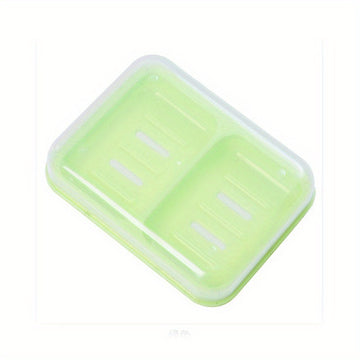 1 Pieza, Caja De Jabón De Drenaje De Doble Rejilla, Jabonera De Plástico Con Tapa, Accesorios De Baño