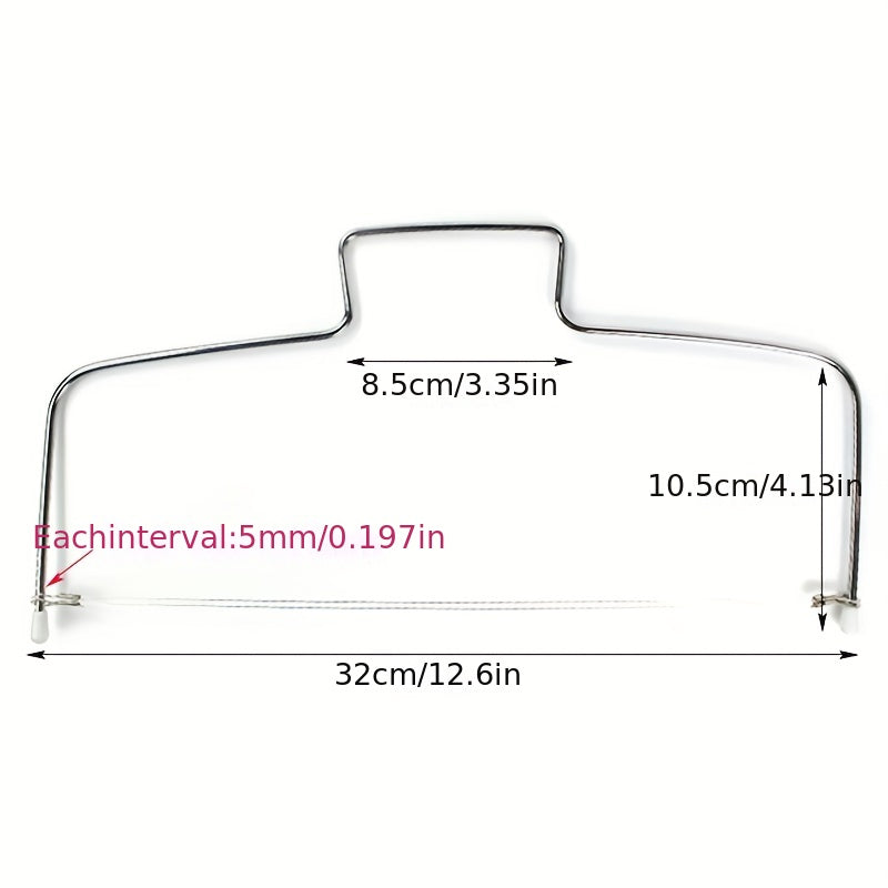 Herramienta de capas de pastel de acero inoxidable - Grosor ajustable, corte de doble línea para rebanadas de pan y pastel uniformes, esenciales para hornear, cuchilla de pastel, acabado metálico elegante, gadget de cocina duradero