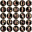 Juego De 2 Posavasos Redondos, Serie De Letras, Posavasos De Madera Estampados Con Flores, Posavasos Para Coche, Aislante Térmico Para Mesa, Decoración De Habitación, Suministros De Cocina