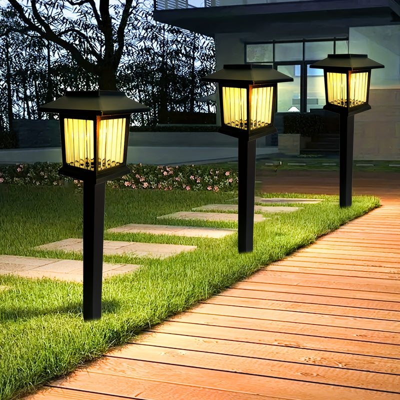 4-Pack Luces Solares de Tierra, Material ABS, Luz Cálida/Blanca, Control de Sensor de Luz, Acabado Pulido, para Jardín, Patio, Entrada, Iluminación Decorativa de Césped